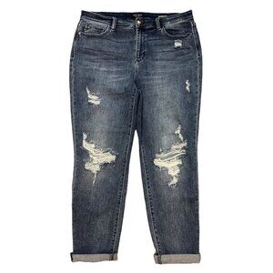 Judy Blue Boyfriend Fit Jean Size 13/31 Distressed High Waist Tapered Leg